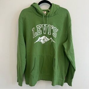 NWT Levi's Vibrant Green Hoodie for Men Mountain Graphic Outdoors Hiking